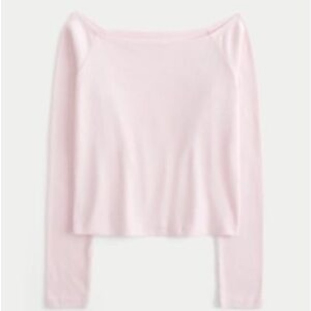 Hollister Long Sleeve Off-the-Shoulder Top Light Pink Size XL